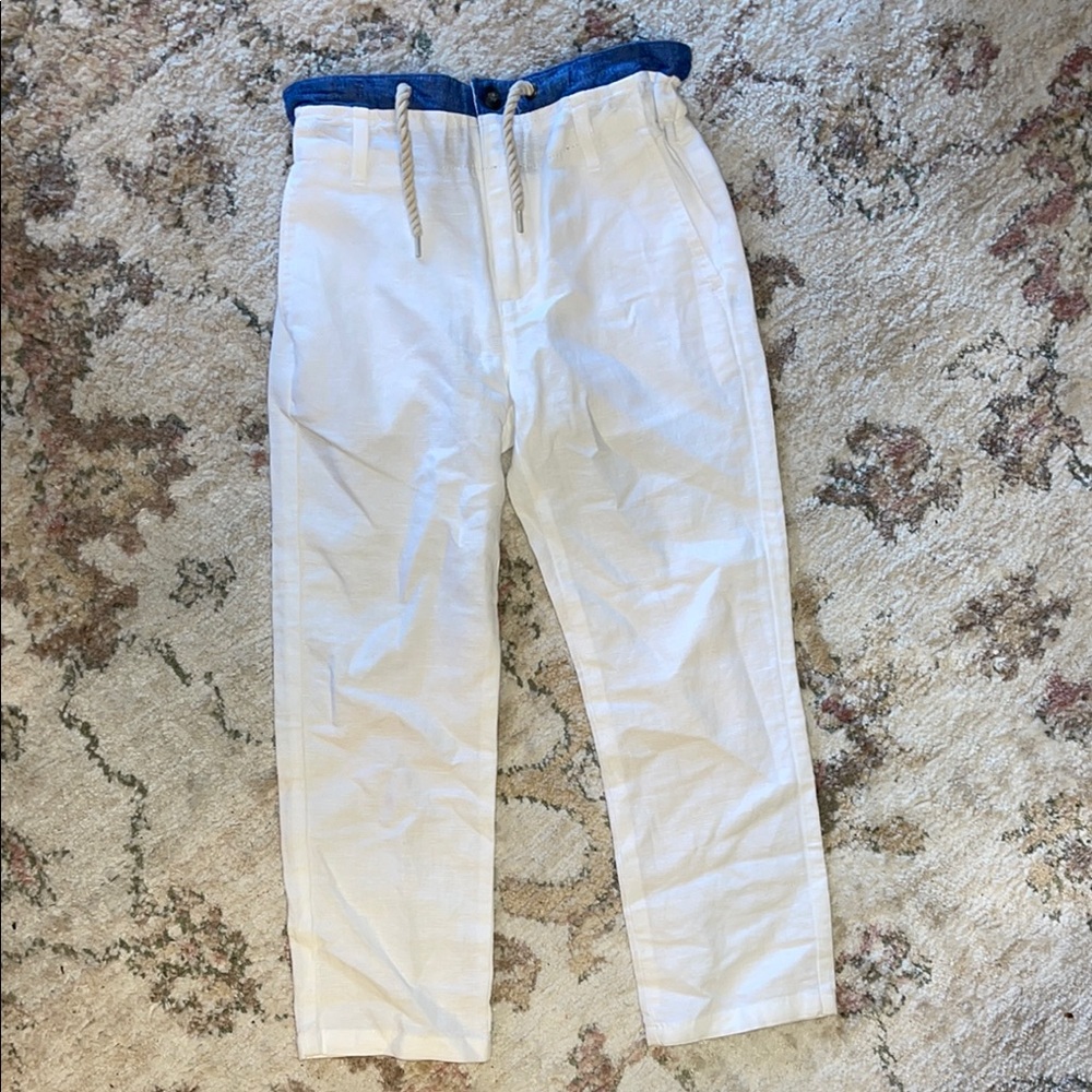Boys White and Blue Casual Pants
